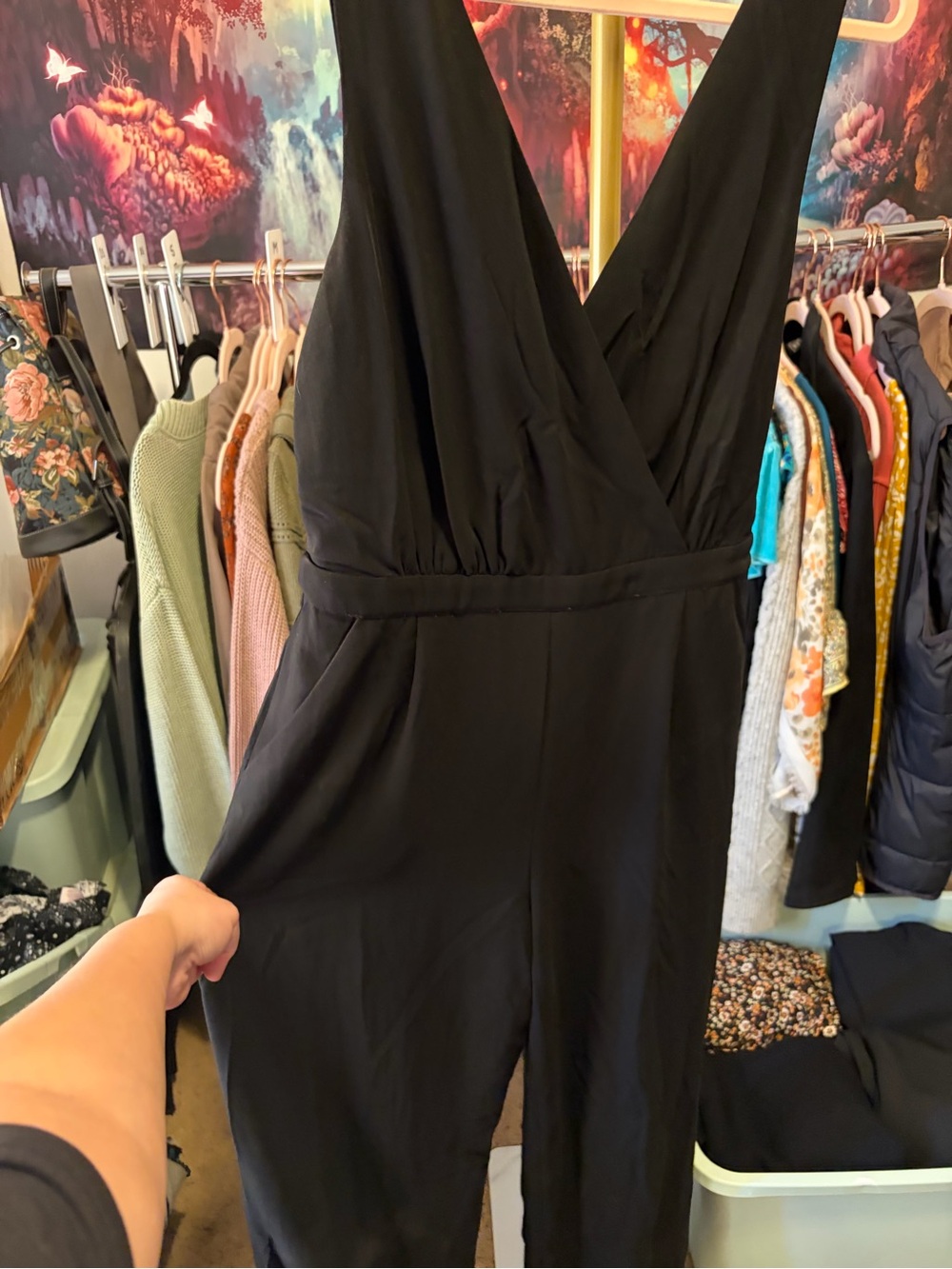 Lulu's Black Sleeveless Wrap-Front Jumpsuit